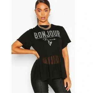 New “Boohoo” Black T-Shirt With Mess Bottom